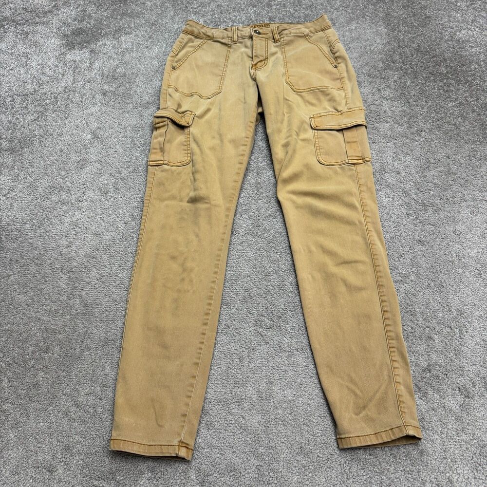 Cream Bailly Fit Skinny Cargo Denim Jeans Womens 27 Tan Brown High Rise Stretch